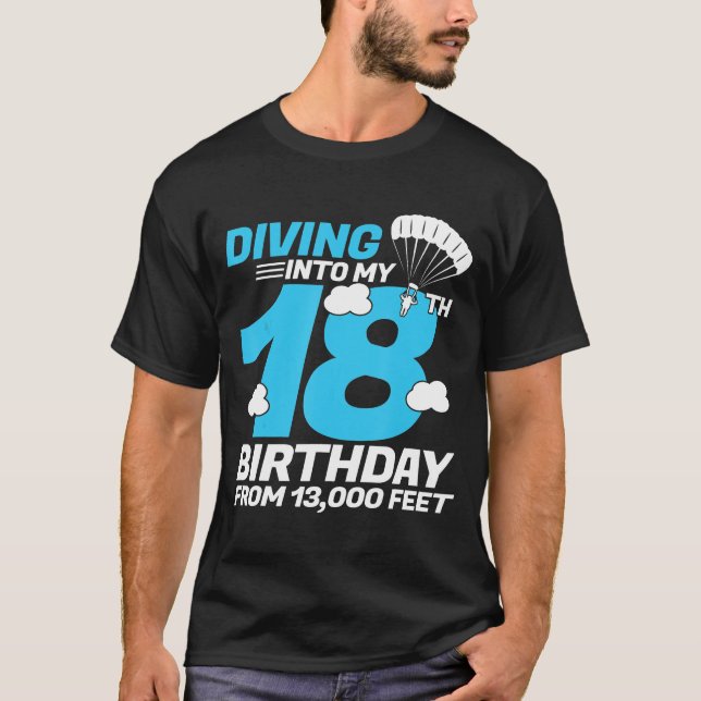 Diving Into My-New8th Birthday- Skydiving Birthday T-Shirt (Front)