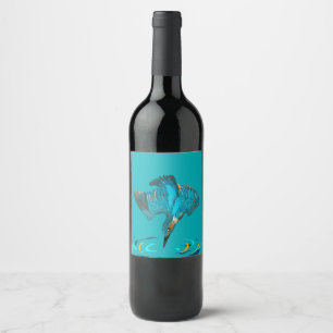 Diving Kingfisher Wine Label