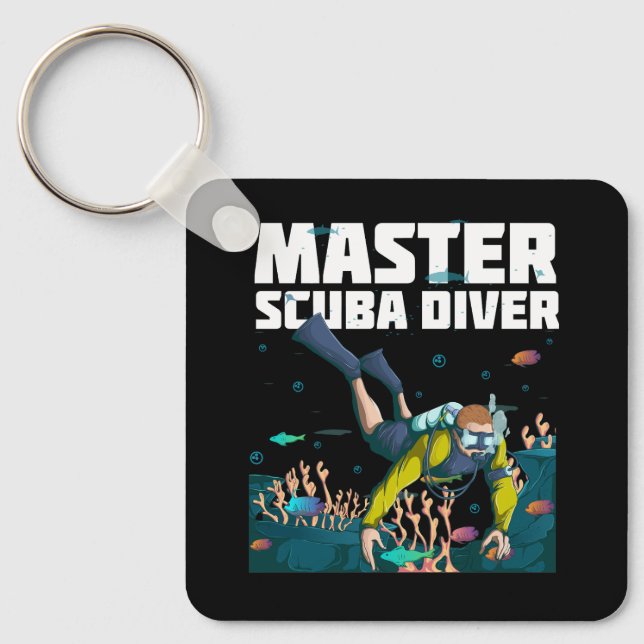 Diving Master Scuba Diver Down Dive Adventure Ocea Key Ring (Front)