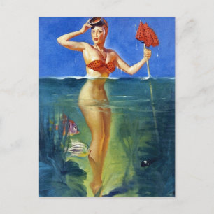 Diving Pin-Up Postcard