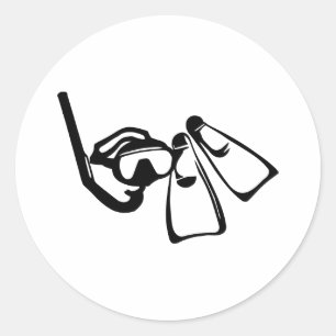 Diving Set Classic Round Sticker