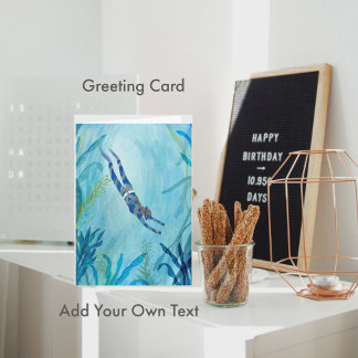 Diving, Snorkelling, Under the Sea, Ocean Painting Card