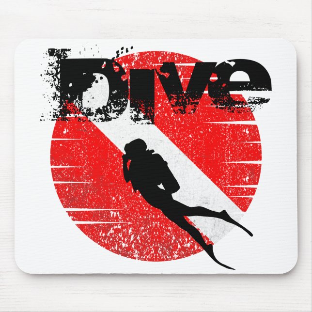 Diving sport, American Diver Down Flag SCUBA Mouse Mat (Front)