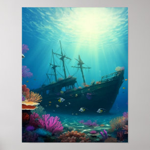 Diving the shipwreck reef poster