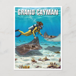 Diving with Stingrays in Grand Cayman Travel Postcard