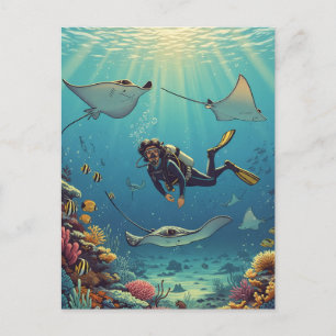 Diving with Stingrays Postcard