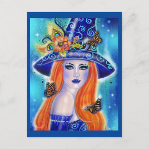 Divinia Colourful Halloween witch by Renee Lavoie  Postcard