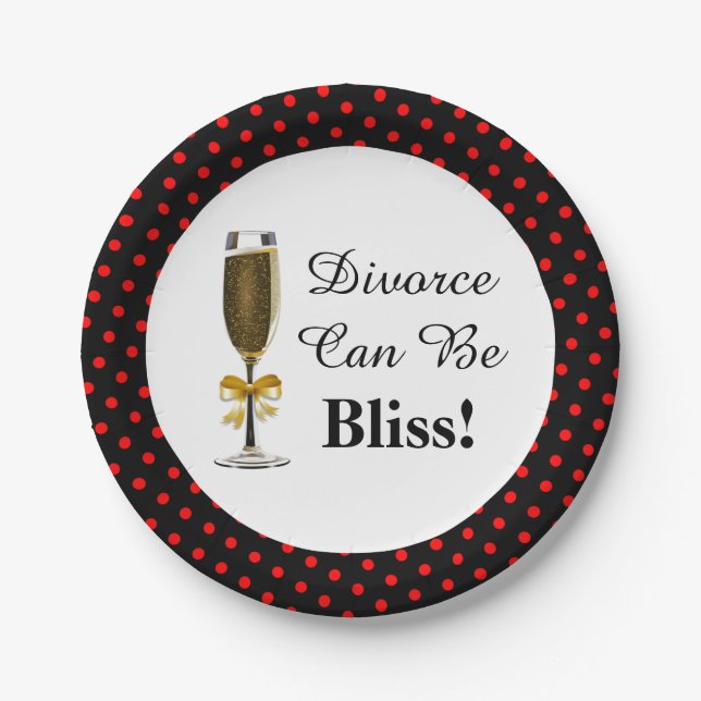 Divorce Can Be Bliss Champagne Party Celebration Paper Plate (Front)