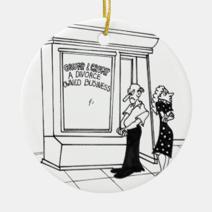 Divorce Cartoon 2458 Ceramic Tree Decoration
