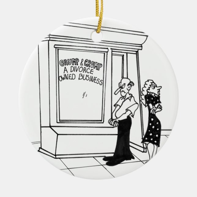 Divorce Cartoon 2458 Ceramic Tree Decoration (Front)