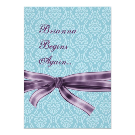 Divorce Celebration - Blue and Purple Damask Card