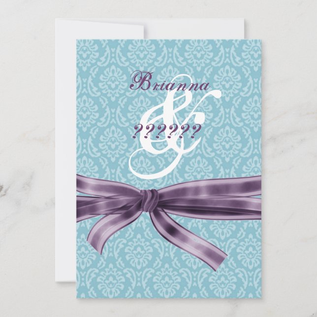 Divorce Celebration - Blue and Purple Damask Invitation (Front)