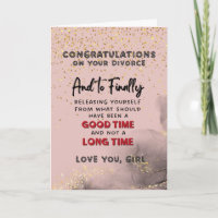 Divorce Congratulations Card - Releasing Yourself
