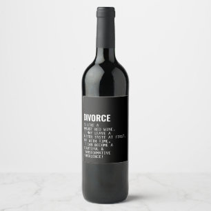 Divorce is like Red Wine Funny Black Wine Label