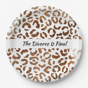 Divorce Party Big Cat Print Abstract Paper Plate