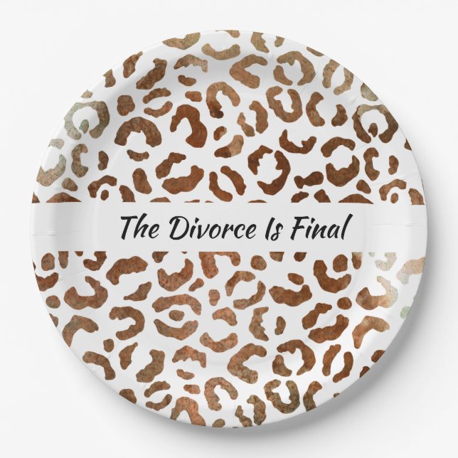 Divorce Party Big Cat Print Abstract Paper Plate (Front)
