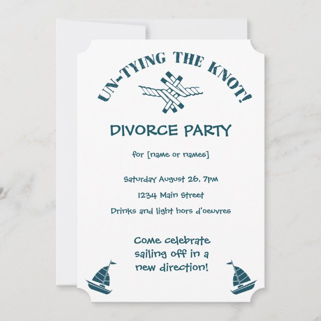 Divorce Party funny Untying the Knot Invitation (Front)