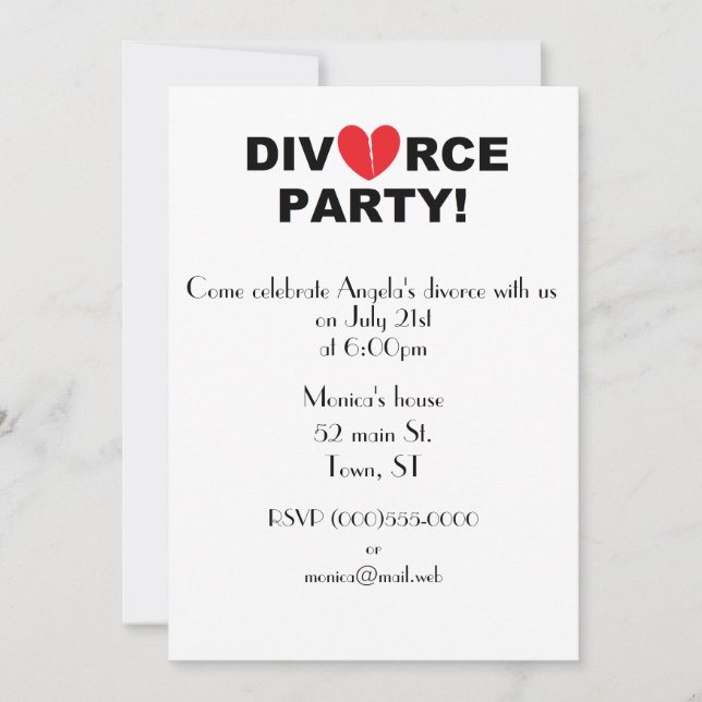 "Divorce Party" Invitations (Front)