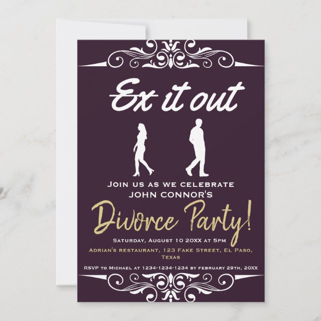Divorce party invites: Ex it out, Humourous. Invitation (Front)