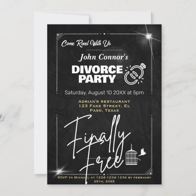 Divorce party invites: Finally free, free bird Invitation (Front)