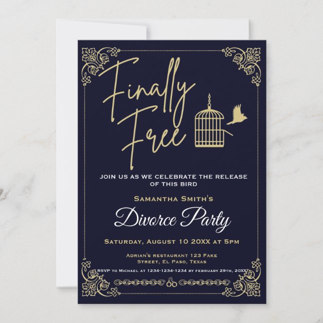 Divorce party invites: Finally free, Humourous. Invitation (Front)