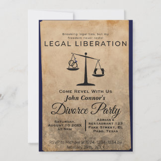 Divorce party invites: Legal liberation Invitation