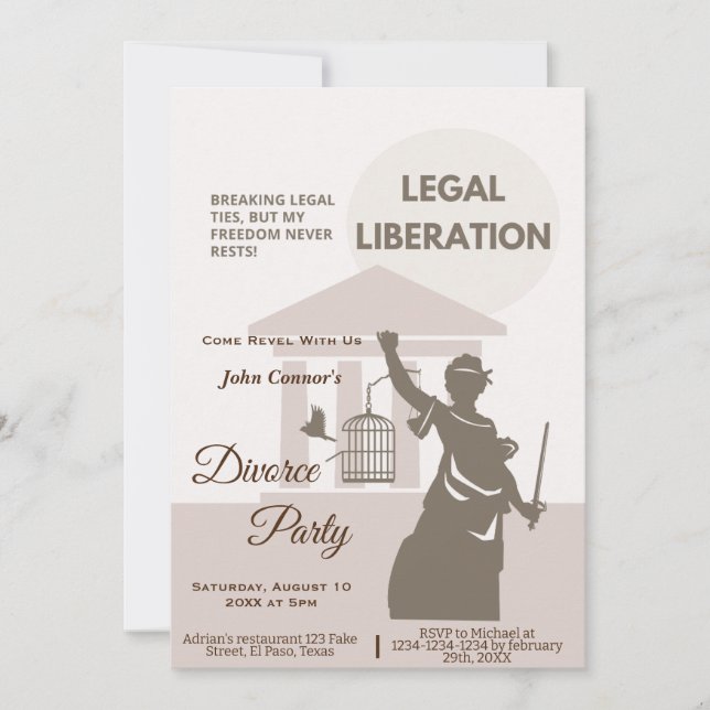 Divorce party invites: Legal liberation Invitation (Front)