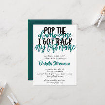 Divorce Party | Teal Pop the Champagne Invitation