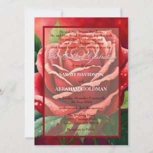 Divorced Parents Red Roses Wedding Invitations