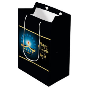 Diwali Blue Candle  Medium Gift Bag