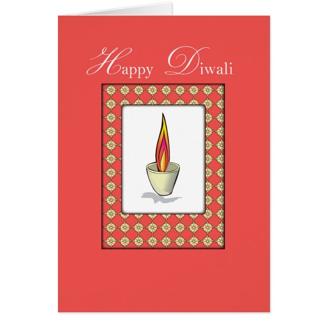 Diwali Candle on Red (Front)
