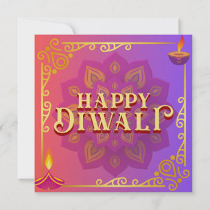 Diwali Card Colourful Pink & Purple Mandala