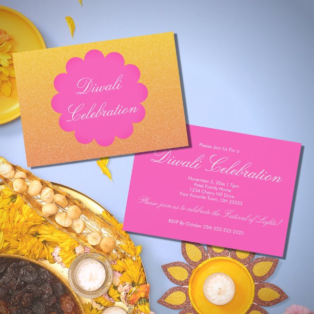Diwali Celebration Glitter Pink Gold  Invitation (Creator Uploaded)