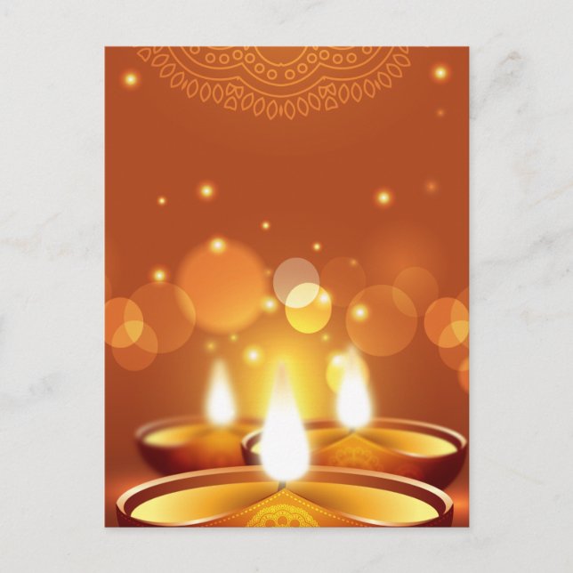 Diwali celebration golden Candles Invitation Postcard (Front)