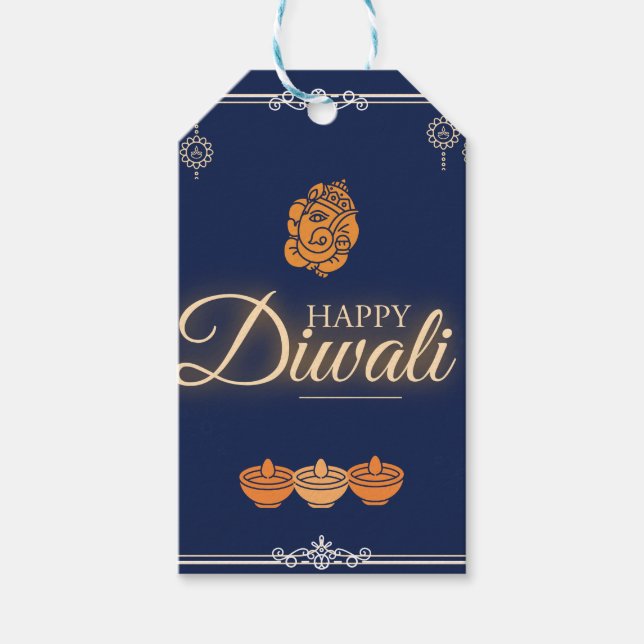 " Diwali Celebration Party Gift Tags (Front)