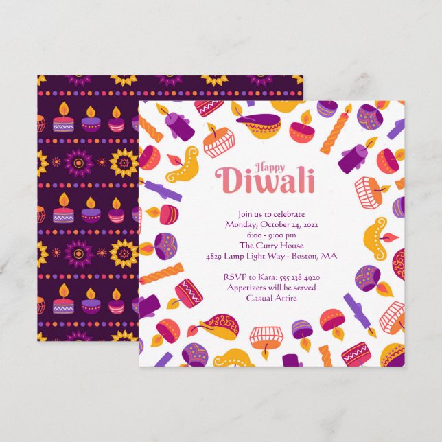 Diwali Celebration Party Invitation (Front/Back)