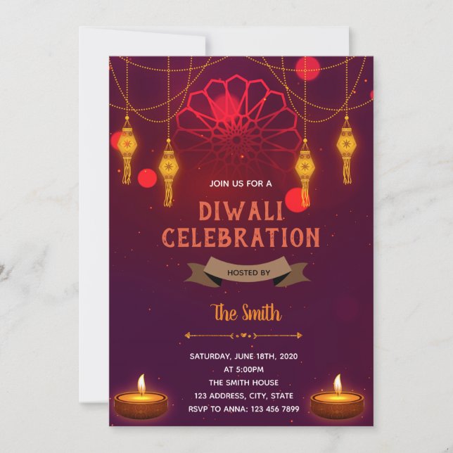Diwali celebration theme invitation (Front)