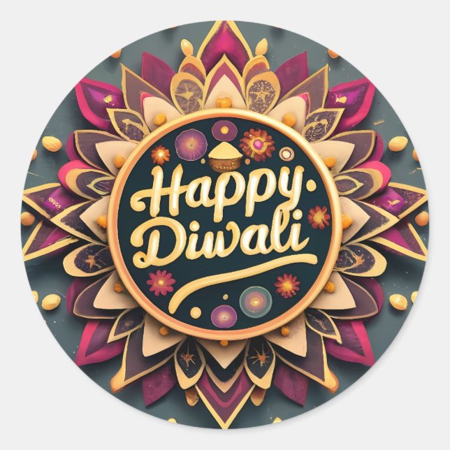 Diwali celebrations classic round sticker (Front)
