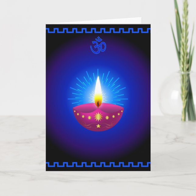 Diwali Decorative Glowing Lamp Card (Front)