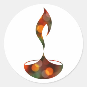 diwali diya bokeh candle classic round sticker