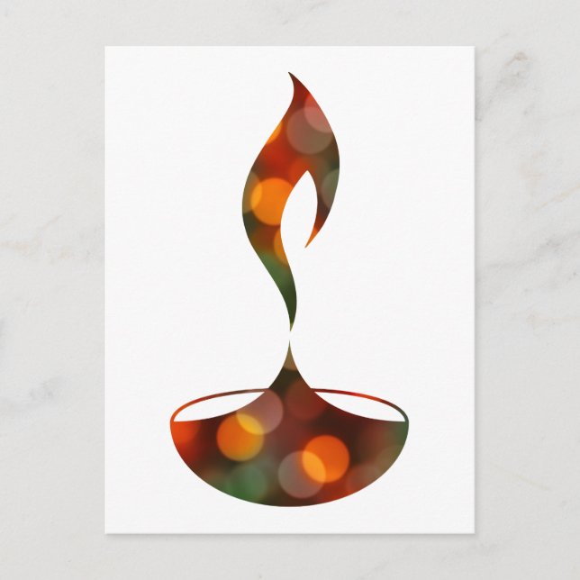 diwali diya bokeh candle postcard (Front)