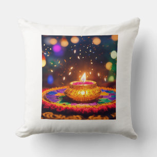 Diwali Diya Light Lamp Auspicious occasion  Cushion