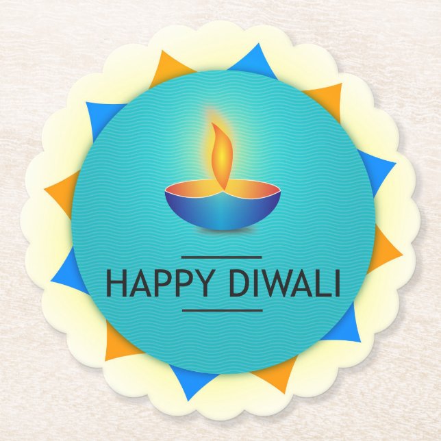 Diwali Diya Paper Coaster (Front)