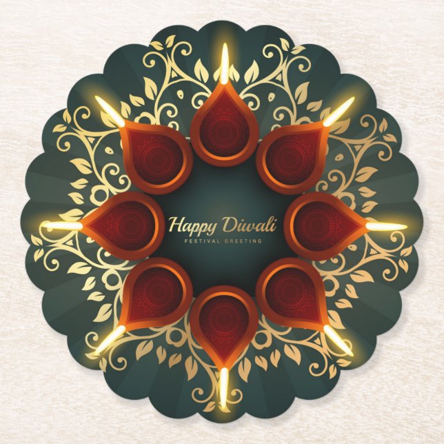 Diwali Diya Paper Coaster (Front)