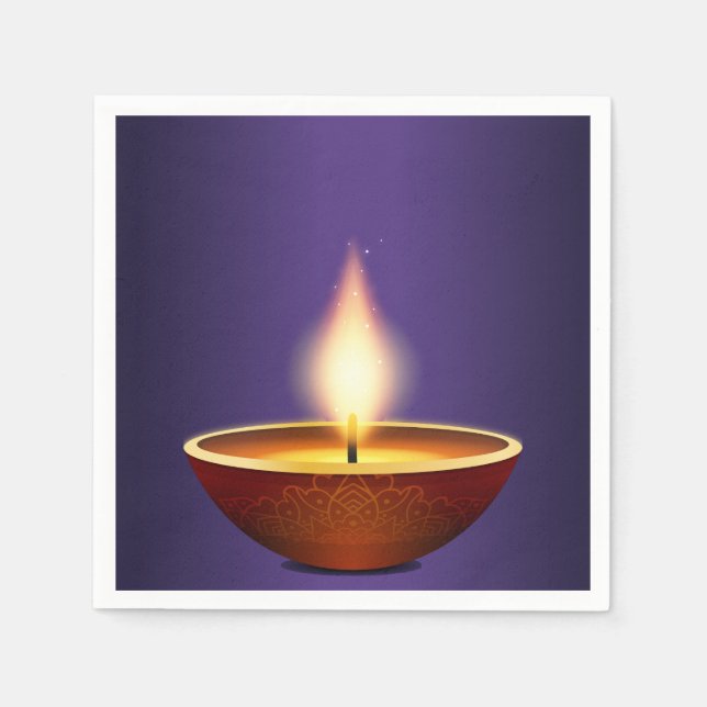 Diwali Diya Purple background Napkin (Front)