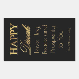 Diwali Elegant Black and Gold Look Typography Rectangular Sticker