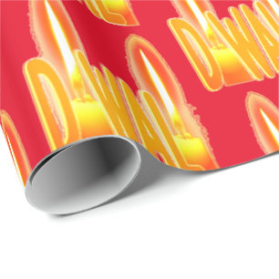 Diwali Festival of Lights Candles Typography Wrapping Paper