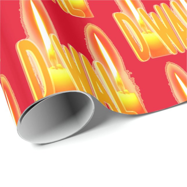 Diwali Festival of Lights Candles Typography Wrapping Paper (Roll Corner)