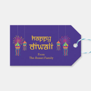 Diwali Gift Tag with Lantern Illustration