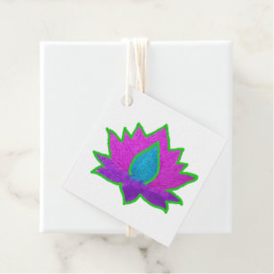 Diwali glitter lotus favour tags